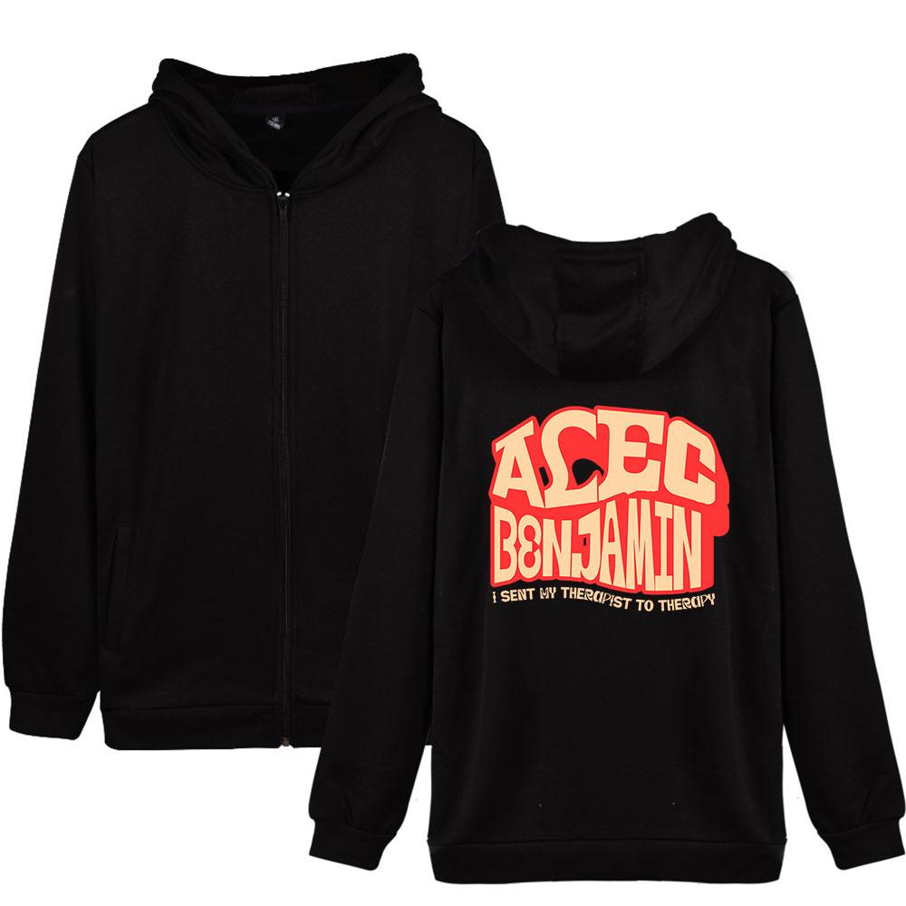 

Fashion Hooded Top Women Men s Alec Benjamin Letters Print Zipper Jacket Street Sports Couple Casual Loose Hoodie XS чорний