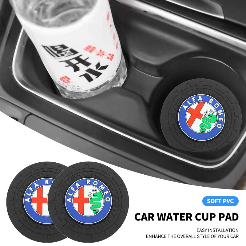 Hub Caps 2pcs Car Auto Cup Holder Anti Slip Insert Coasters Pads For Alfa Romeo 159 Giulietta Giulia 147 Mito 156 Stelvio Volant ze3