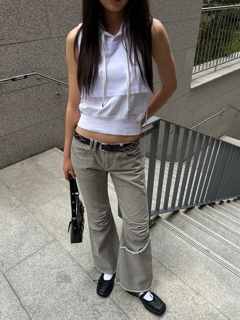 Lige Layered Hoodie Vest_Mesh White