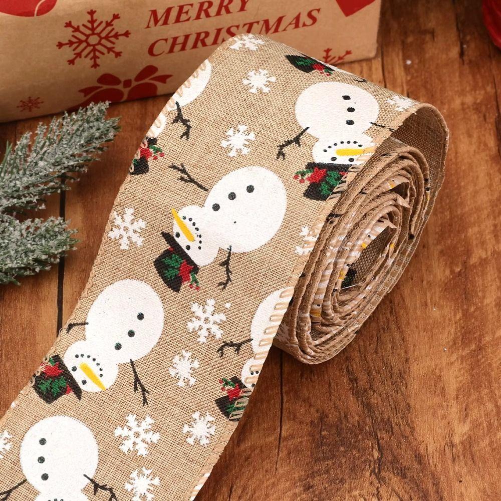 New Imitation Linen Christmas Ribbon 2m Handmade Gift Box Strap DIY Bow Ribbon DIY Crafts