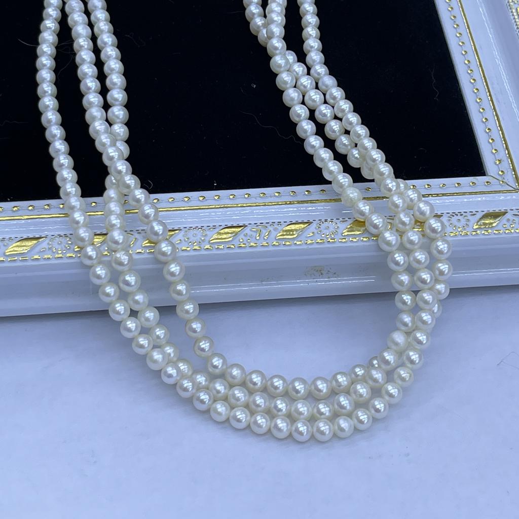 1String, White Natural Freshwater Pearls, Handmade Near Round Pearl Beads for Jewelry Making DIY Crafts (Beads 5-6mm, Length 36cm)