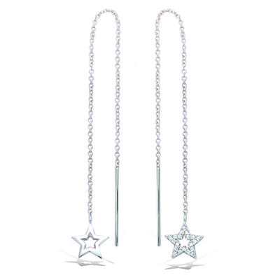 [R1735] - Silver Earrings 'Une Etoile Est Née' Silver White (rhodium) - 60x10mm