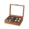Walnut Wood Grain Watch and Jewelry Display Box with Glass Top