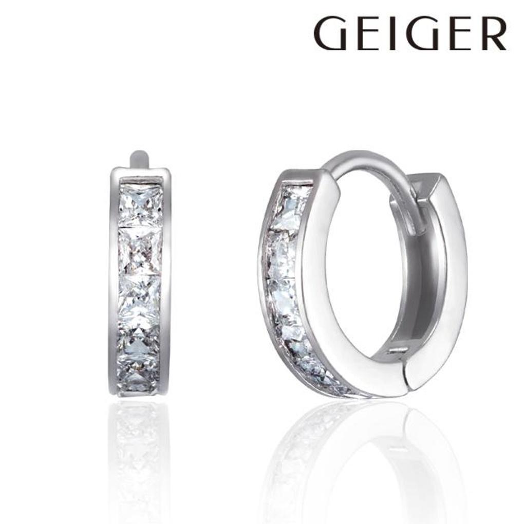

Square Cubic One-Touch Silver Earrings GISVEE131 white gold
