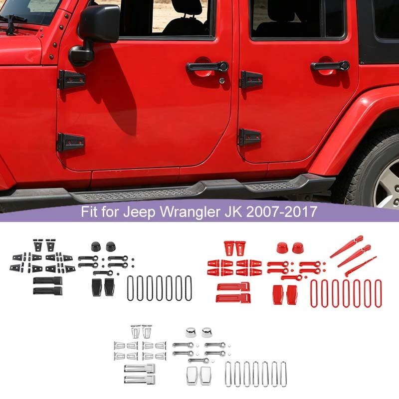  ABS Engine Hood Air Intake Decoration Door Handle Shell Cover Tailgate Glass Hinge Stickers For Jeep Wrangler JK 2007-2017 Interior Accessories