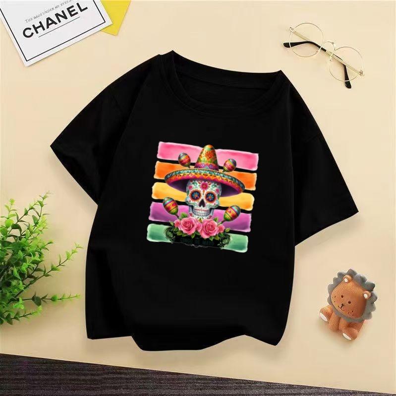 Hot Selling Mexican Themed Childrens Fashion Creative Festival Elements Personalized Printed Soft Tshirt 100