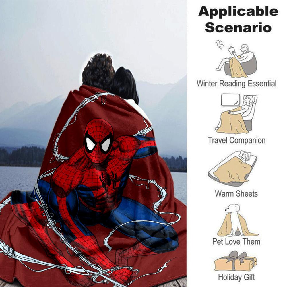 Spiderman Wonder Flannel Blanket Super Soft Warm Cozy Blanket For Sofa Bed Office Travel Allseason Home Decor Gift