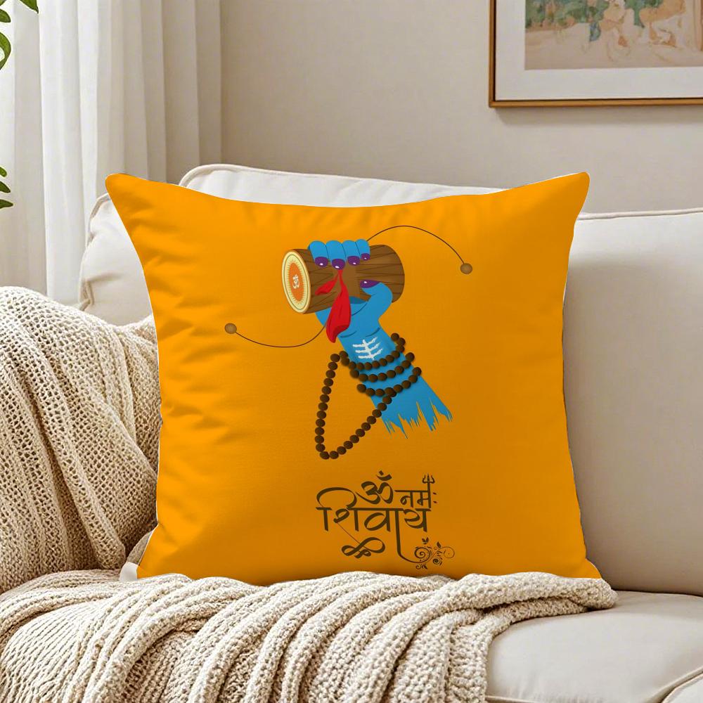 Lord Shiva Hindu God Buddha Cushion Cover Linen Minimalist Soft for Sofa Bed Home Room Decor