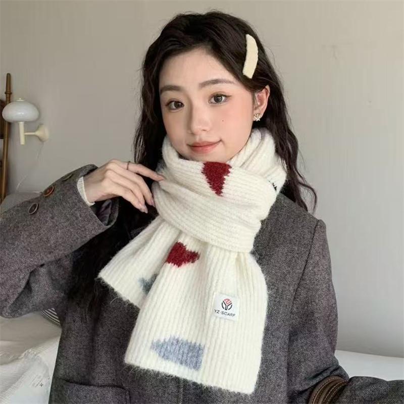 New Knitted Scarf Women's Cloud Pattern Autumn and Winter Korean Version Versatile Cute Girl Student Neck Protector
