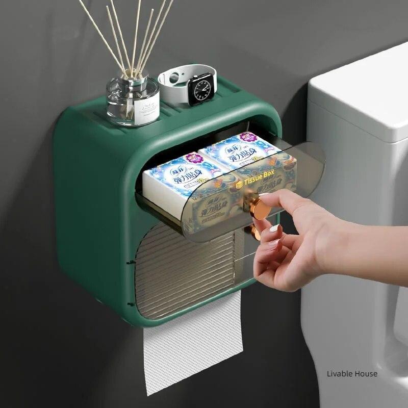 Toilet Tissue Holder, Toilet Tissue Holder, Non Perforated Tissue Holder, Wall Mounted Roll Paper Box Paper Towel Holder