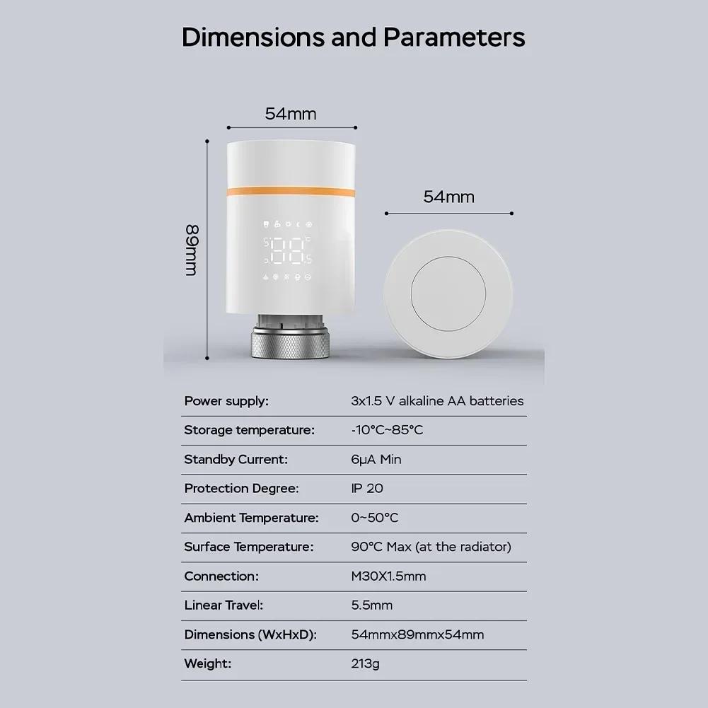 WiFi Heating Valve Smart Radiator Valve Home Heating 2.4GHz WiFi Antifreeze Protection Window Detection For Tuya
