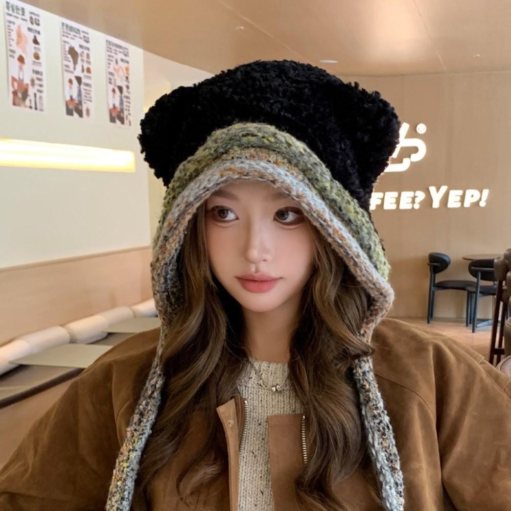 

New Windproof Ear Protection Hat Thickened Colorful Pullover Hat Cold Proof Warm Hat Winter чёрный