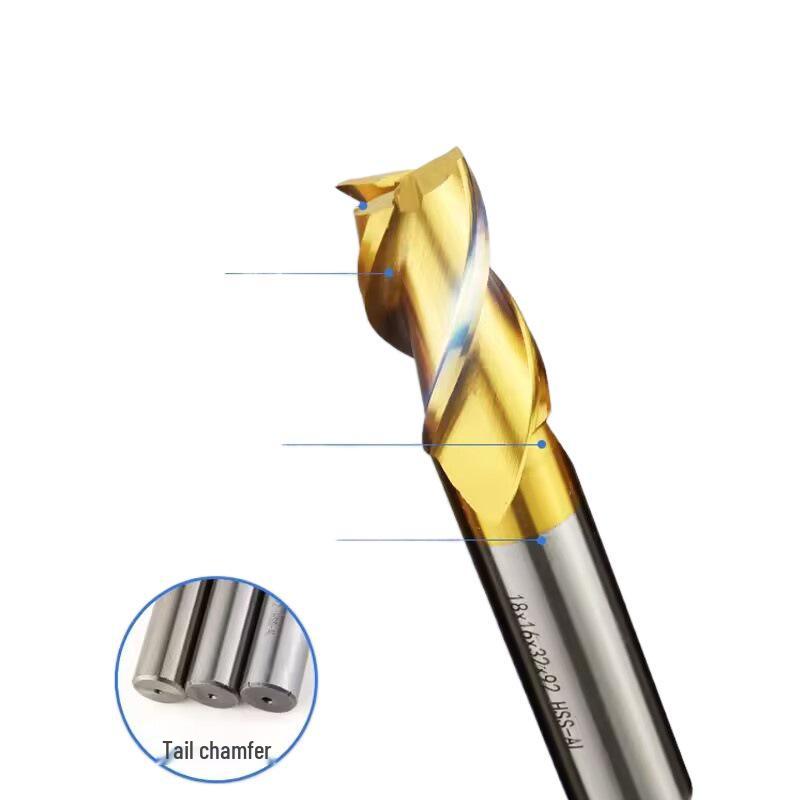 White Steel Titanium Coated Keyseat End Mill, Straight Shank, Cobalt-Enhanced, Fully Ground, 2, 3, or 4 Flutes.