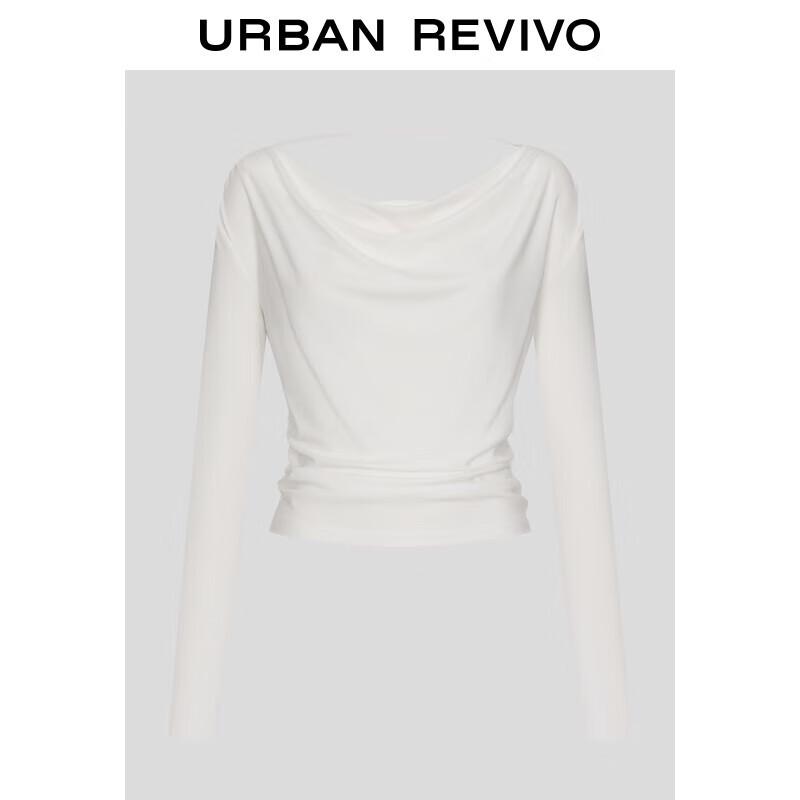 

UR Women s Simple Pleated Drape Neck Long Sleeve T-Shirt