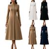 Women's Trench Coat Dress with Stand Collar and Single-Breasted Button Front