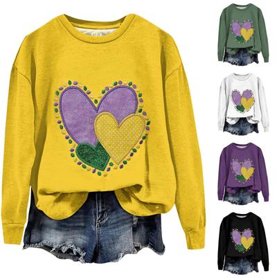 Damen Lockerer Casual Karneval Bedrucktes Rundhals Langarm Sweatshirt, Modisches Langarm Oberteil