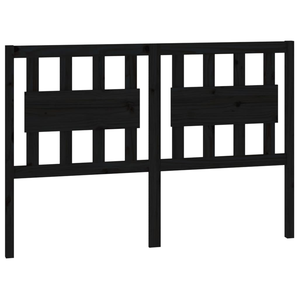 Headboard Black 125.5 x 4 x 100 cm Solid Pine Wood