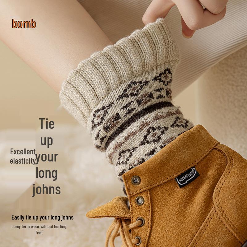 Women's Super Thick Ethnic Style Wool Terry Socks – Winter Warm, Home & Sleep Socks