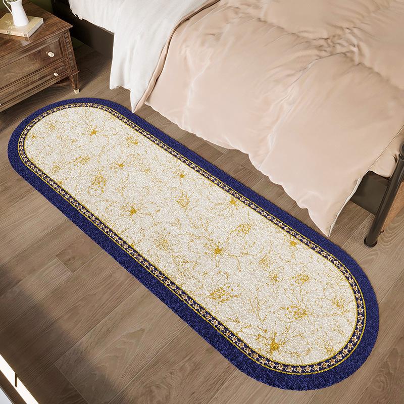 Ovaler Kamelien-Imitationskaschmir-Teppich Kleiner Duft Mädchen Schlafzimmer Dekoration Bettdecke Zuhause Langer Streifen Bodenteppich