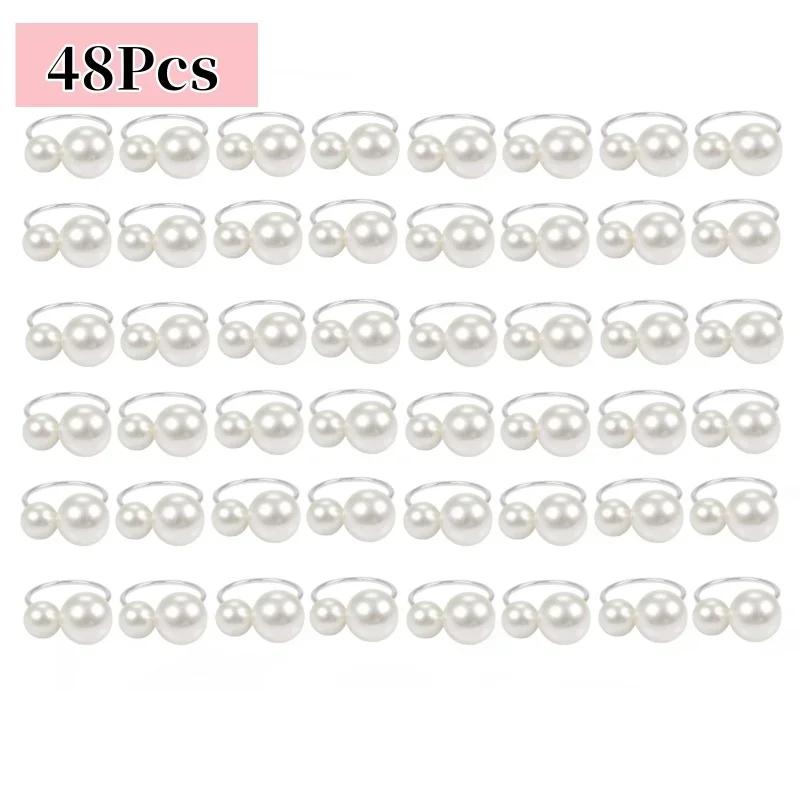 96Pcs Small Large Pearl Napkin Ring Frame, Metal Napkin Ring, Wedding Party, Holiday Banquet, Christmas Dinner, Decorative Gifts