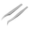 2pcs Eyelash Extension Tweezers Set Firmly Clamp Curved Tip Stainless Steel False Eyelashes Applicator Tool