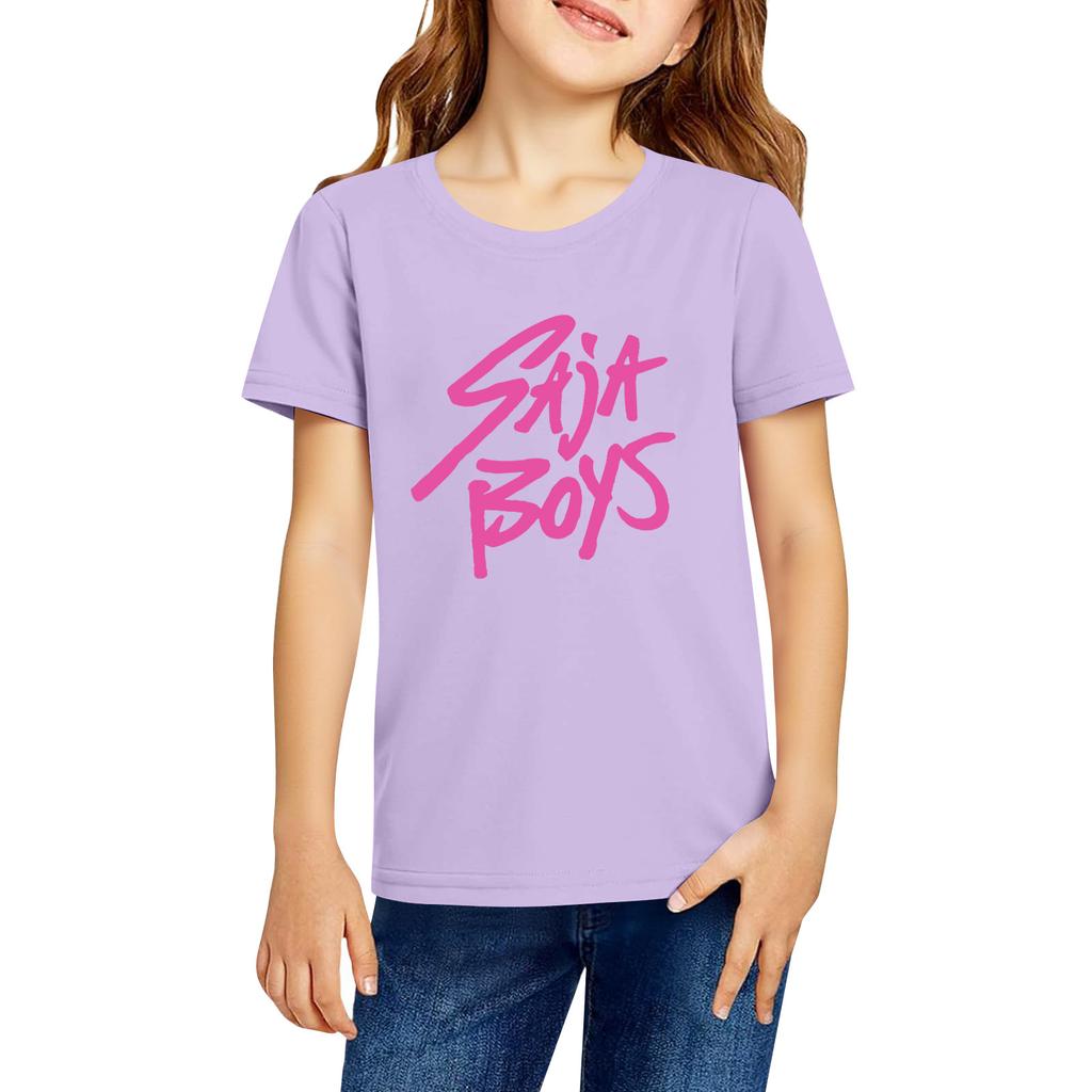 Fashionable Round Neck Short Sleeve Work Clothes Printed Tops For KID Summer Tops