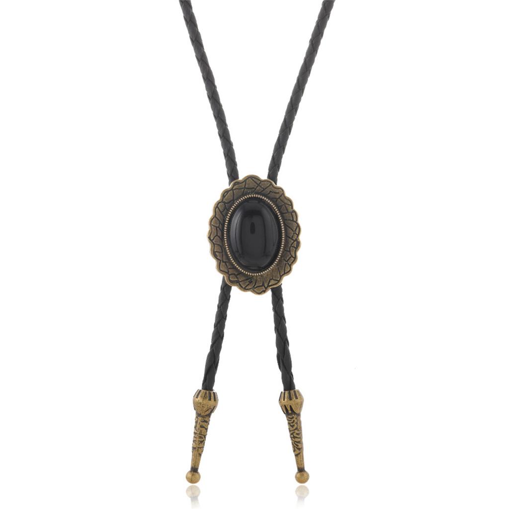 Elegant Leather String Necklace Adjustable Bolo Tie Design High-Quality Gold Clasp Formal Outfit Enhancer For Men Women