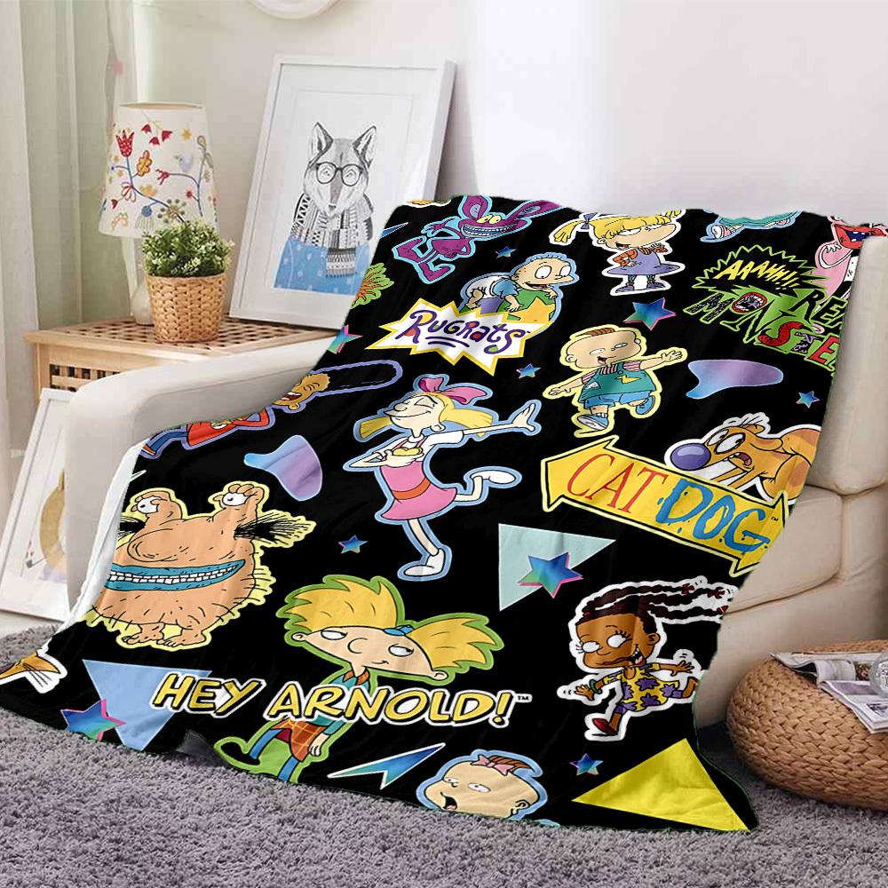 

1pc Rugrats Flannel Throw Blanket - HD Printed Lightweight Soft Warm All-Season Blanket for Sofa, Bed, Travel, Camping - Machine Washable005 130cmx150cm