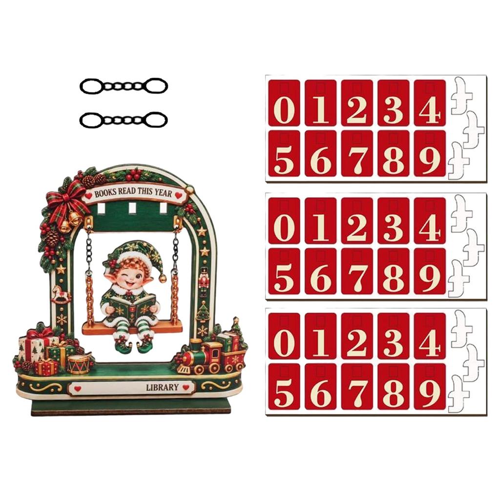 2D Flat Christmas Wooden Rocking Chair Snowman Page Turning Counting Library Ornament