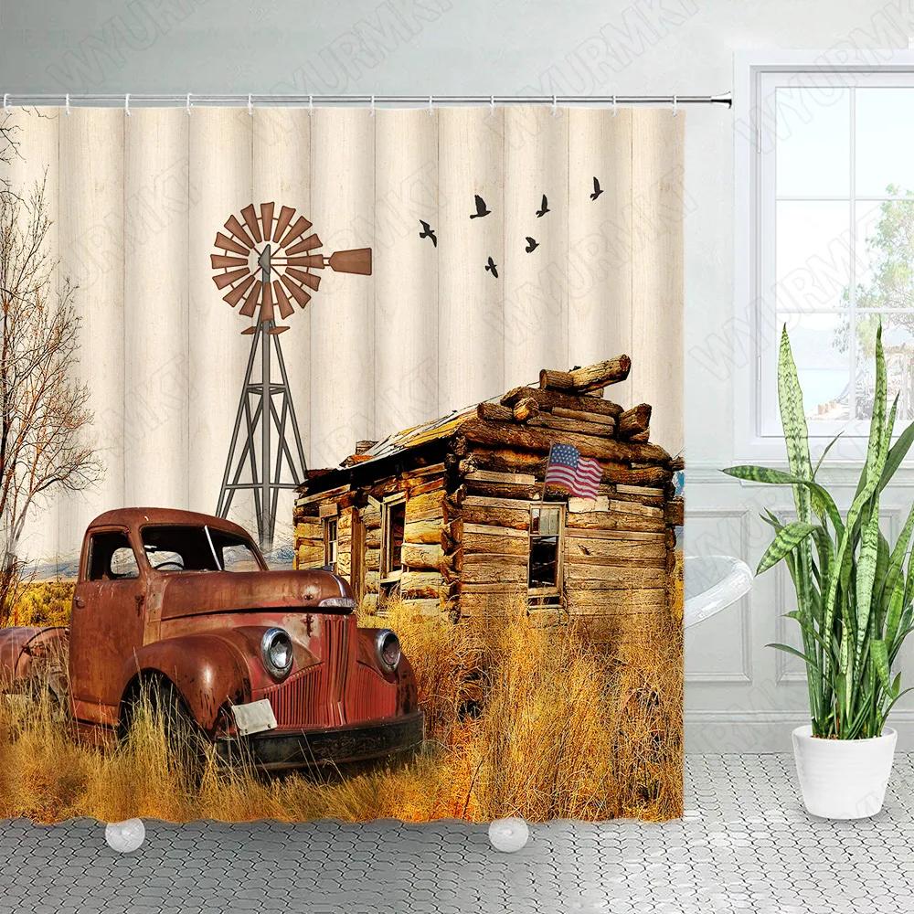 Western Horse Shower Curtains Running Horses Farm Animal Country Unique Oil Painting Abstract Art Fabric Bathroom Deco Set Hooks