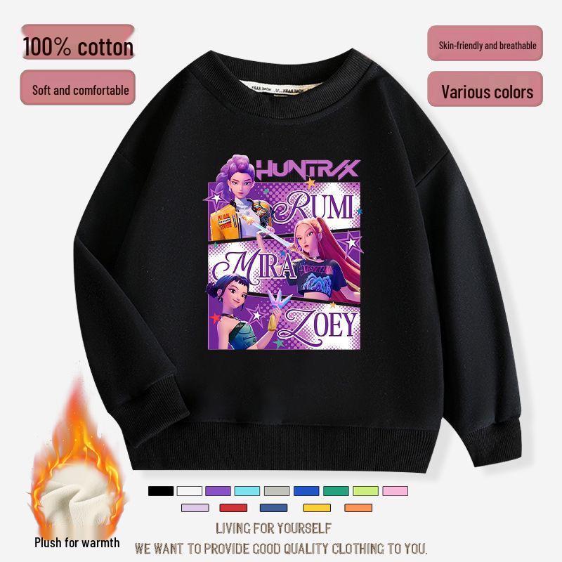 K-pop Monster Hunter Witch Girls' Hoodie - Stylish Autumn/Spring Round Neck Casual Top for Children