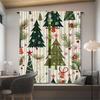 Cartoon Christmas Tree Printed Curtains Pole Bag Decorations Daily Home Room Curtain Polyester