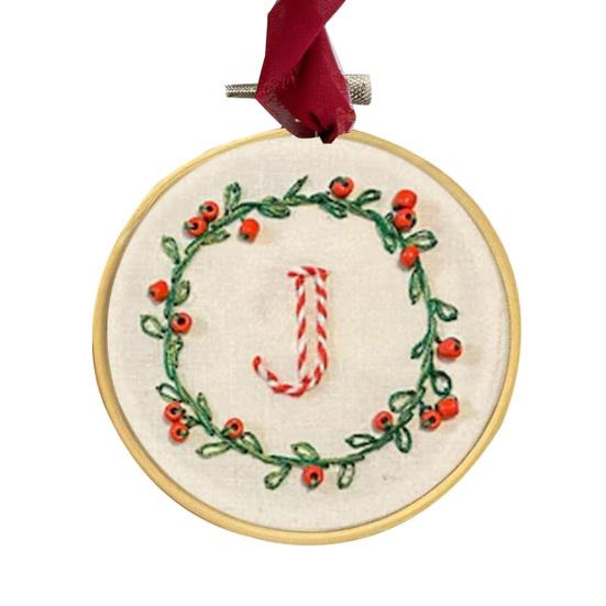 DIY Embroidered Christmas Ornaments Personalized Initial A–Z Monogram Embroidery Set Mini Handmade Christmas Embroidery