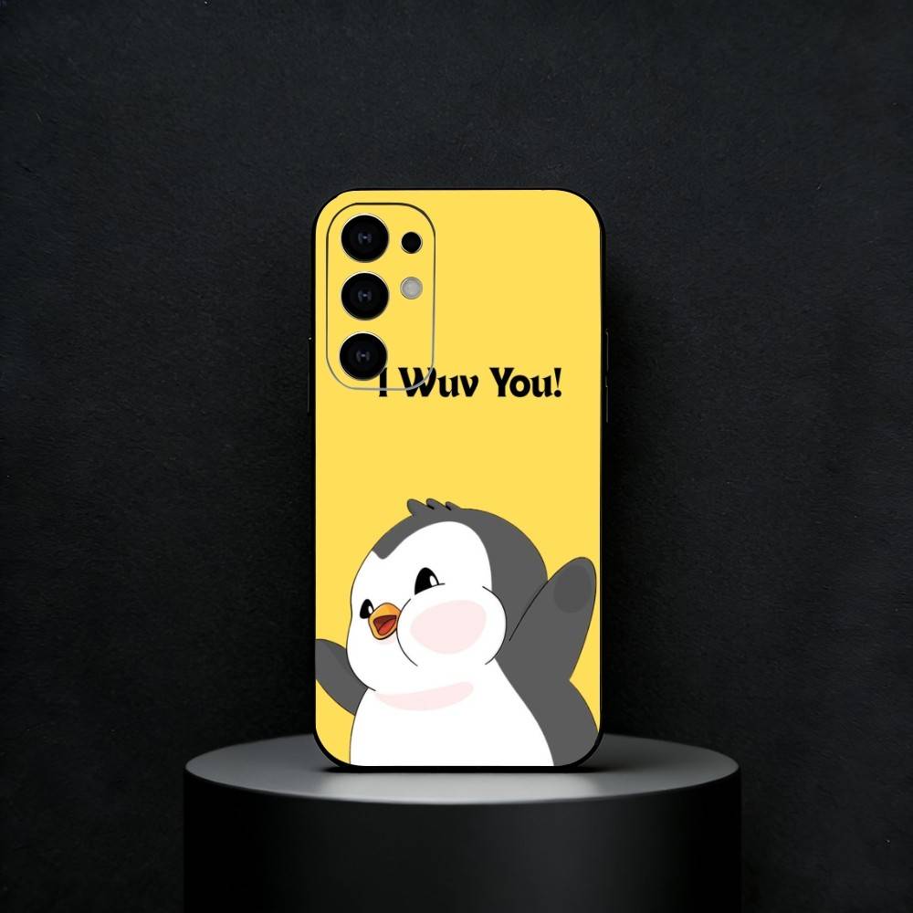 Cute Pudgy Penguin Phone Case For Samsung S25,24,23,22,30,21,10,9,Ultra,Plus,FE 5G Black Soft Case Samsung S22plus5G