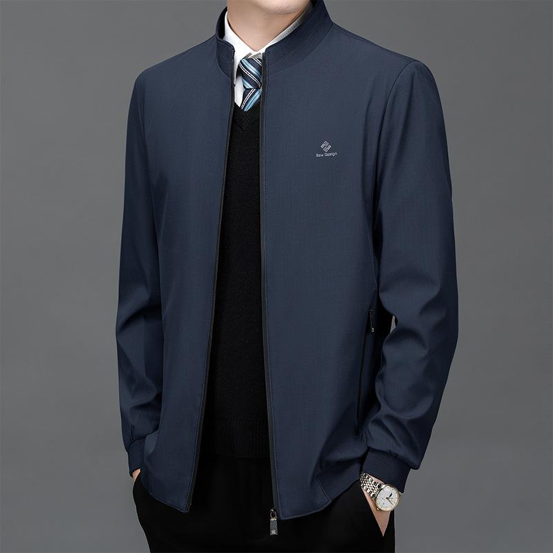 Stand-up Collar Jacket Men's Dad Clothing Spring and Autumn Korean Version Trendy New Middle-aged Formal Clothing Business Casual Jacket Men's