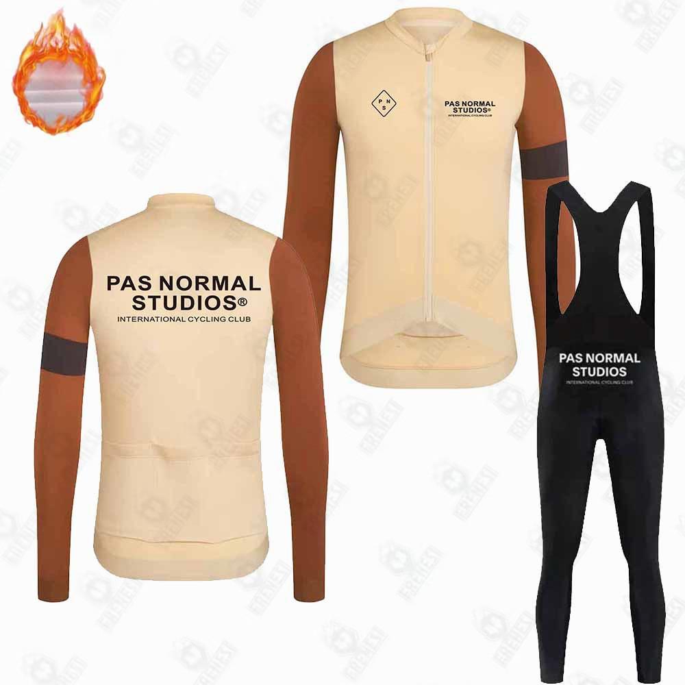 New PNS Fleece Suit Winter Cycling Suit Long Sleeve Strap Pants Road Bike Mountain Bike Outdoor