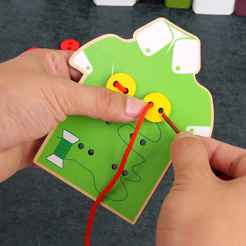 Montessori Wooden Buttoning Toy: Enhance Toddler Hand-Eye Coordination & Fine Motor Skills