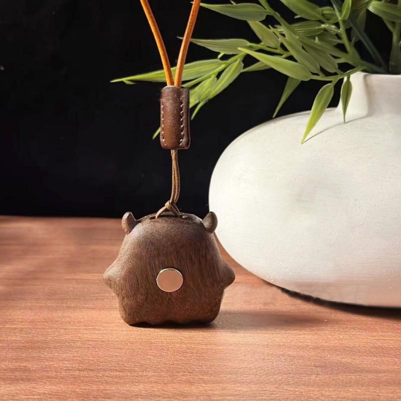 Miniature Wooden Little Devil Refrigerator Magnet Ornament Cowhide Rope Keychain DIY Pendant Home Decor Funny Gifts customized