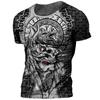 Retro Viking Tattoo 3D Printed Men's T-shirt Summer Viking Odin Round Neck Loose Short Sleeve Casual Top T-shirt Oversized T-shirt