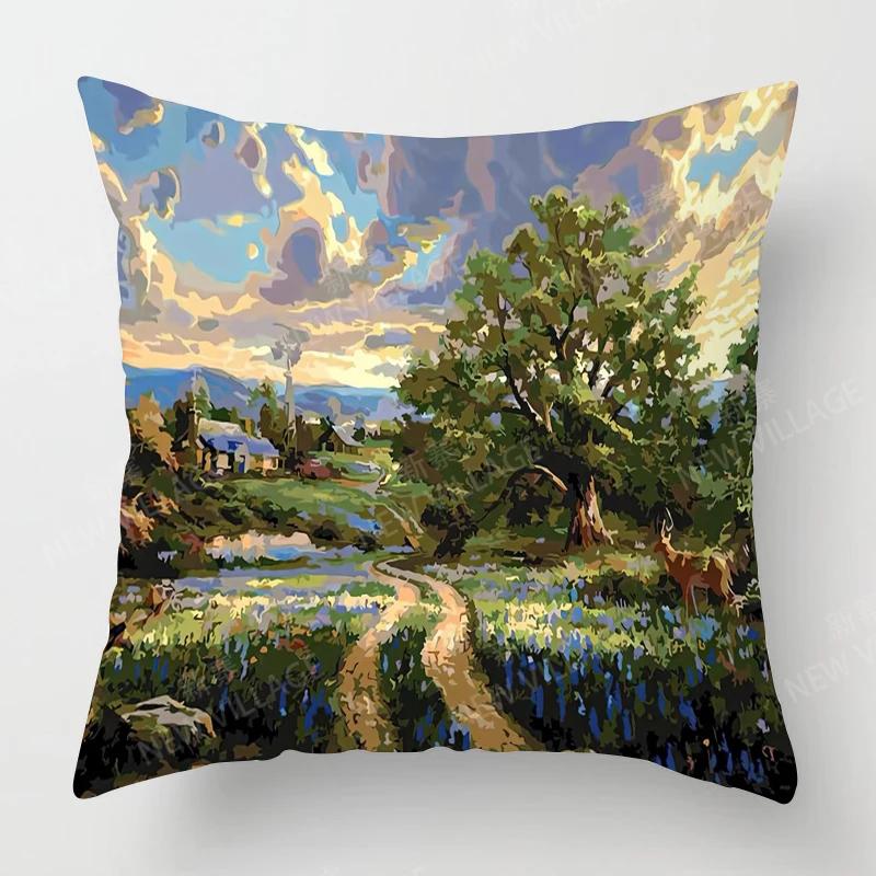 

Чехлы для подушек для украшения гостиной дома Чехол для подушки в стиле винтажной масляной живописи 45*45 наволочка 40x40см 50x50 45x45 12x12Inch