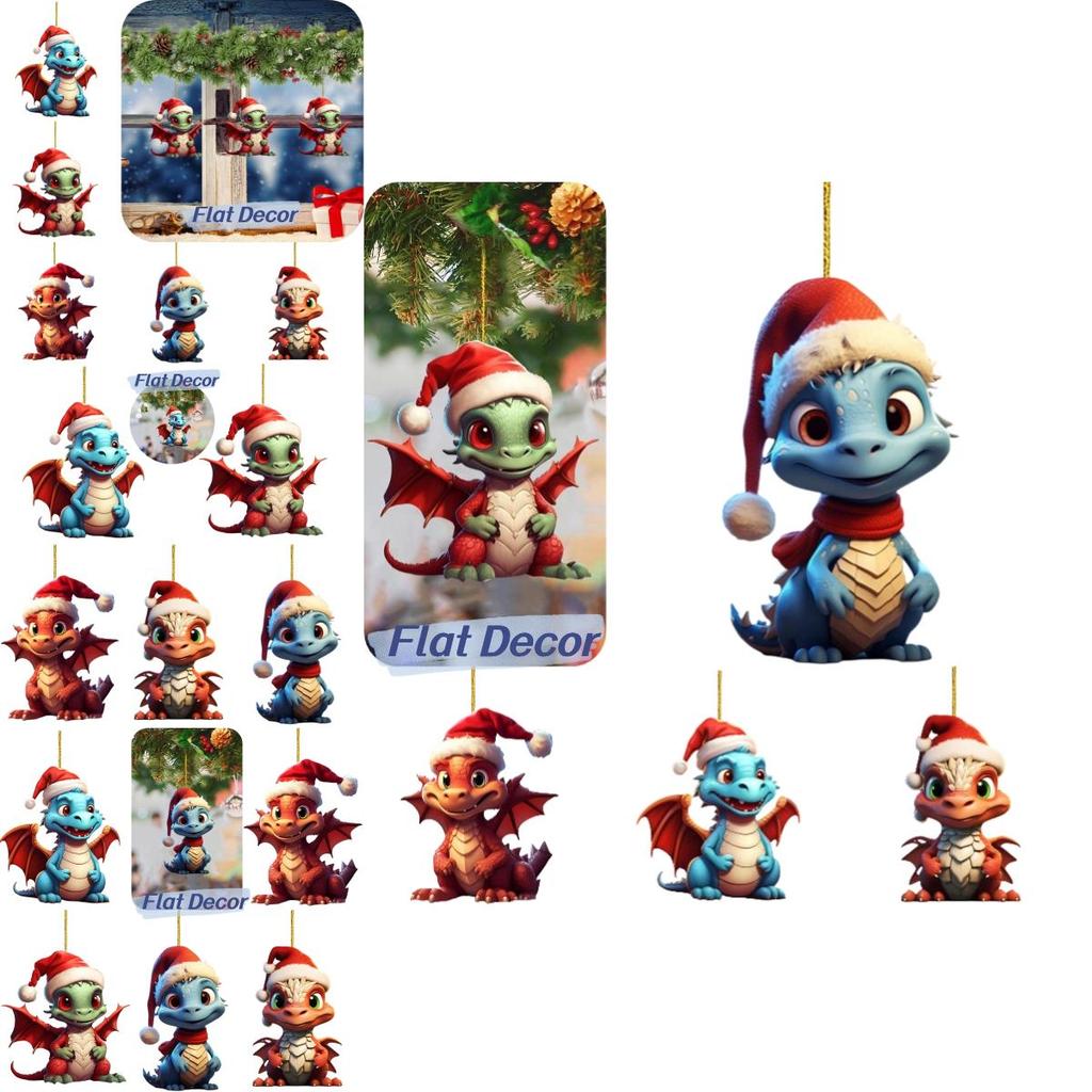 Festlicher Weihnachtsdrache Autoanhänger Acrylmaterial Cartoon-Stil Mehrfarbig Automobil-Innendekor