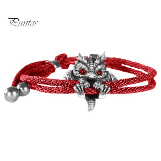 

Браслет с драконом, витая веревка, винтажный китайский стиль, полированный сплав, легкий хип-хоп аксессуар на запястье, браслет унисекс, ювелирные изделия красный