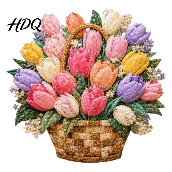 Actividades Manualidades de Tela DIY Cesta de Flores Patchwork Kit Flores en Capas Sala de Manualidades Decoración de Pared Proyecto de Costura Floral 3D para Adultos,