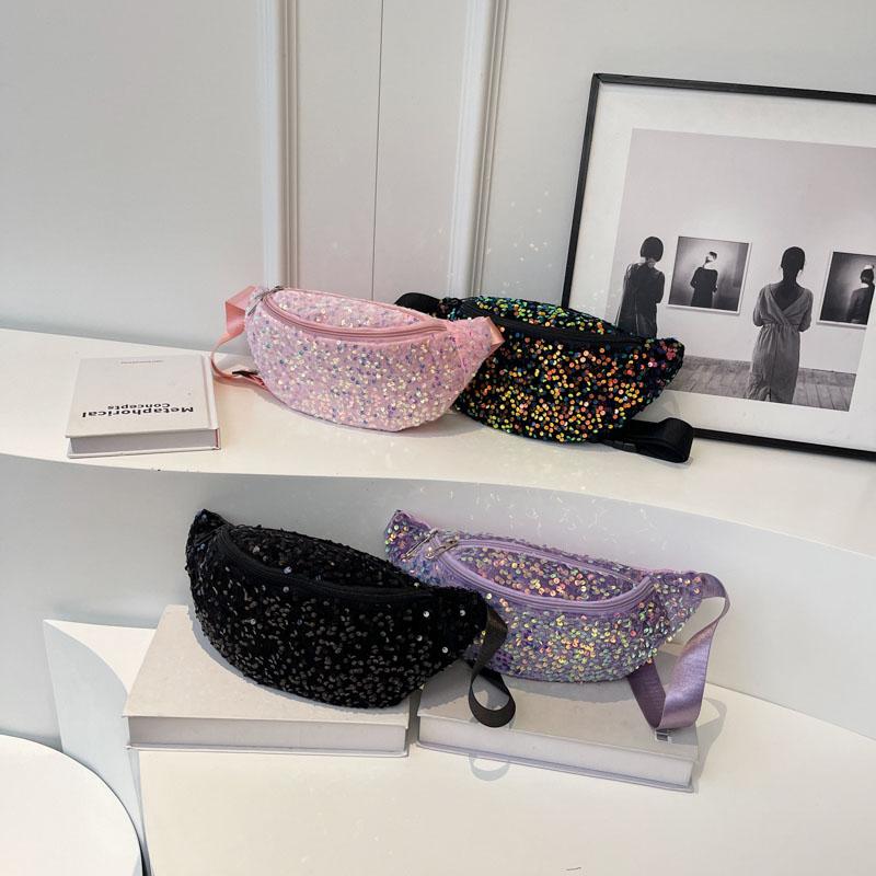 Luxury Women Sequins Waist Bag Fashion Fanny Pack Casual Shoulder Crossbody Chest Bag Female Hip Hop Belt Bags Trend