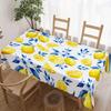 Zitronen-Blau-Blumen Rechteckiger Tischdecke für Tischdekoration Feiertagsparty Wasserdichte Wiederverwendbare Tischdecke für Tische Küche Esstisch