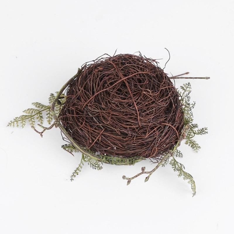Nido d'Uccello Decorativo con Uccelli e Uova Artificiali Decorazione da Giardino Fatta a Mano Oggetti di Scena per Fotografia Regalo per Bambini