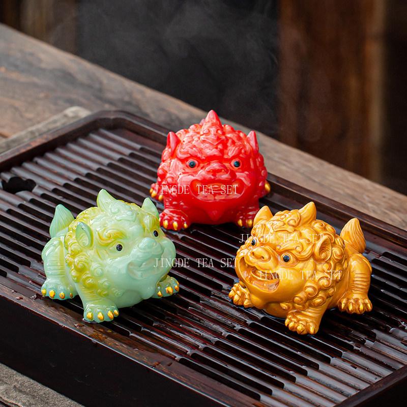 Color Changing Tea Pet Fortune Pi Xiu Tea Playing Desktop Trinket Chinese Animal Decorations Ornament Tea Ceremony Accessories