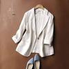 Women's Slimming One-Button Cotton Linen Blazer - Trendy Italian Style