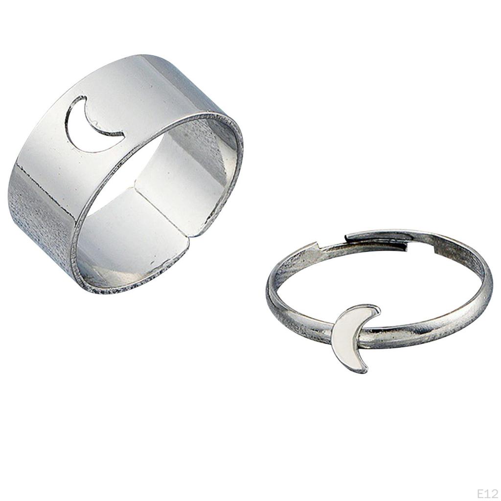 Fashion Hollow Matching Rings Set for Teen Girls Mens Engagement Adjustable Open Punk Jewelry