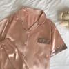 Simple Pink Heart Embroidery Women Pajamas Korean Harajuku Solid Home Nightgow New Summer Sweet 2pc Lady Sleepwear